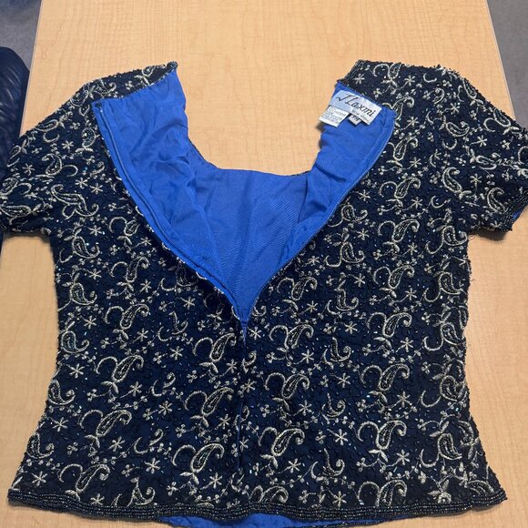 J Laxmi Embroidered Cap Sleeve Top, Women's Size PM - Picture 4 of 5